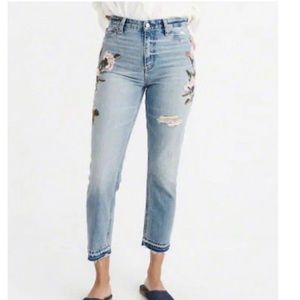 Abercrombie and Fitch embroidered high-rise girlfriend jeans
